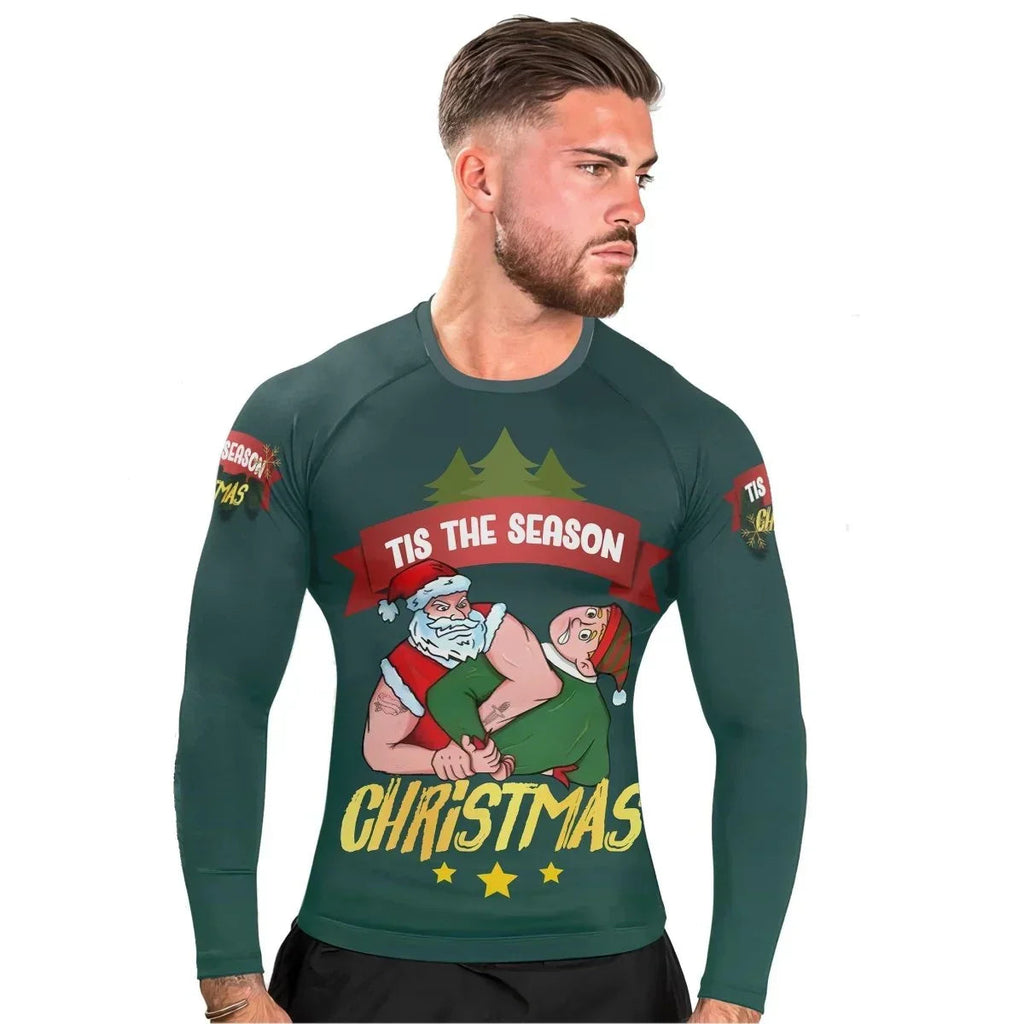 Santa Submission man Long Sleeve Rash Guard