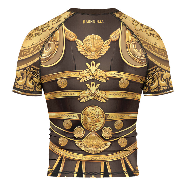 Rashninja Spartan Golden Armor Men's Short Sleeve Rash Guard