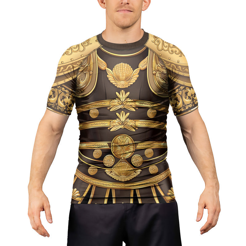 Rashninja Spartan Golden Armor Men's Short Sleeve Rash Guard