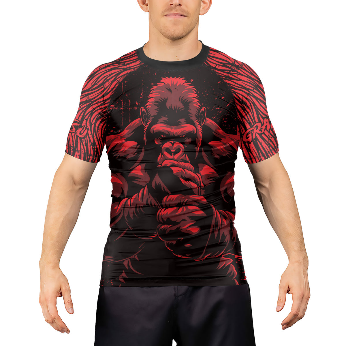 Rashninja Gorilla Jungle King Men's Short Sleeve Rash Guard