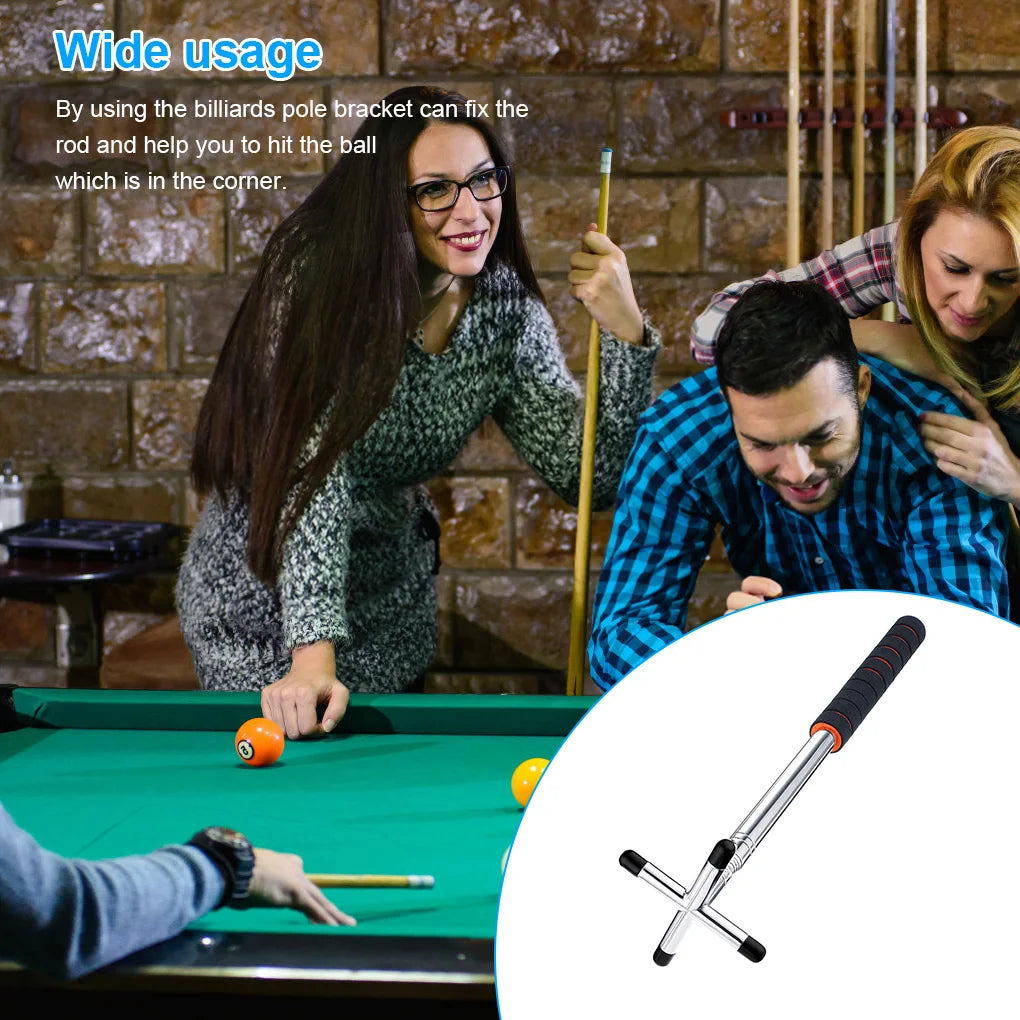 Telescopic Billiards Stick Holder with Bridge Head Replaceable Stainless Steel Portable Pool Table Pole Competition