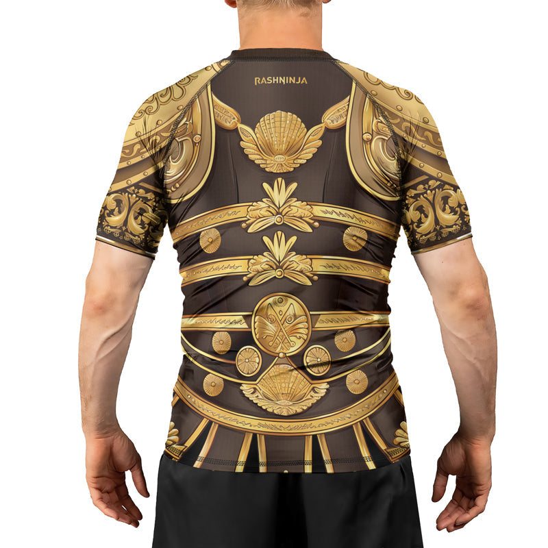Rashninja Spartan Golden Armor Men's Short Sleeve Rash Guard