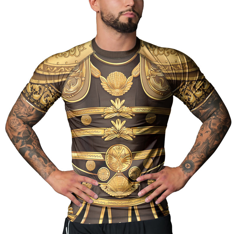 Rashninja Spartan Golden Armor Men's Short Sleeve Rash Guard