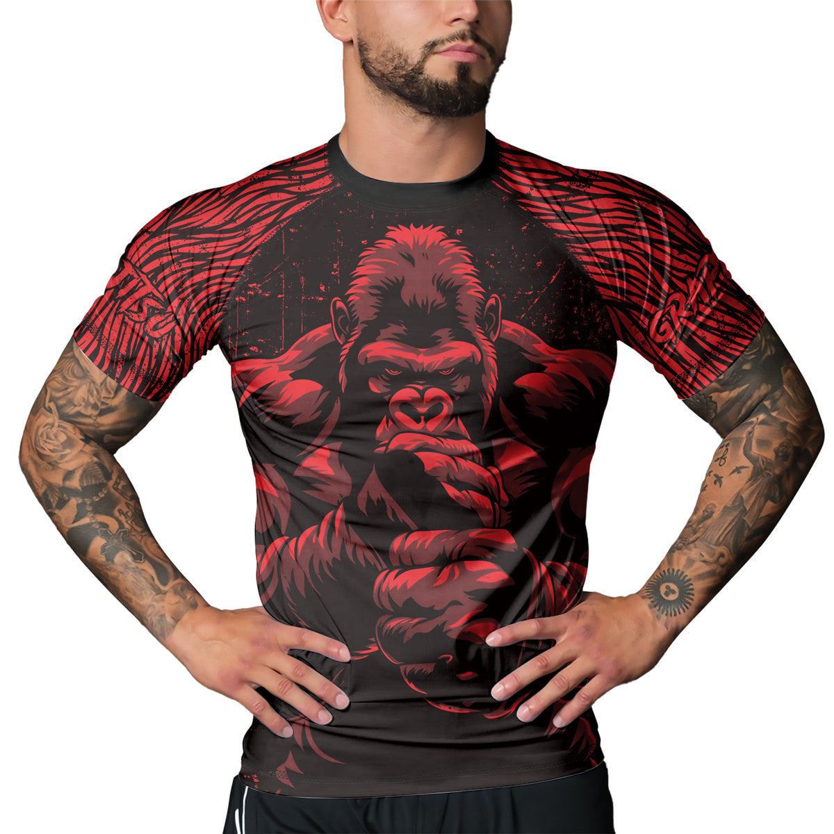 Rashninja Gorilla Jungle King Men's Short Sleeve Rash Guard