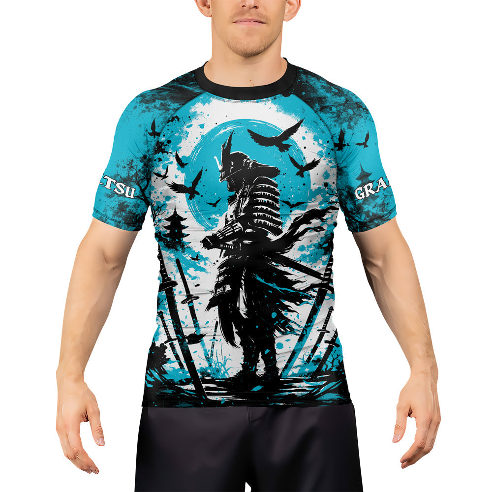 Rashninja Samurai Skull Warrior Men's Short Sleeve Rash Guard