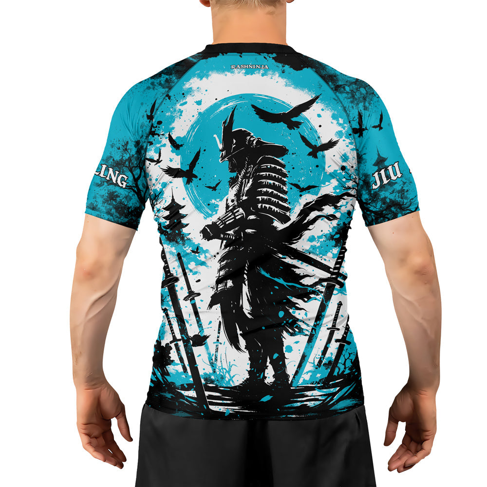 Rashninja Samurai Skull Warrior Men's Short Sleeve Rash Guard