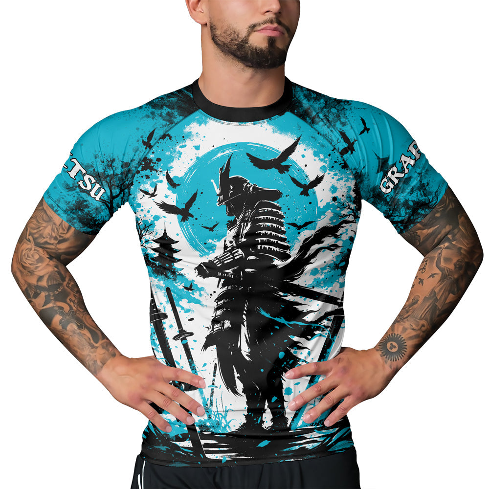 Rashninja Samurai Skull Warrior Men's Short Sleeve Rash Guard