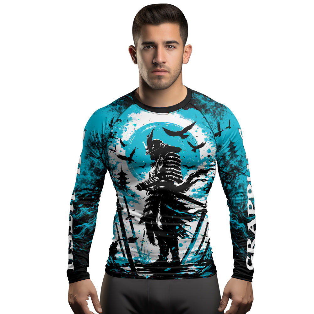 Rashninja Samurai Skull Warrior Men's Long Sleeve Rash Guard