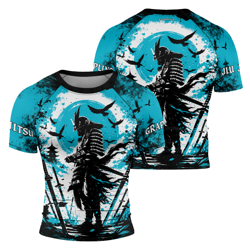 Rashninja Samurai Skull Warrior Men's Short Sleeve Rash Guard