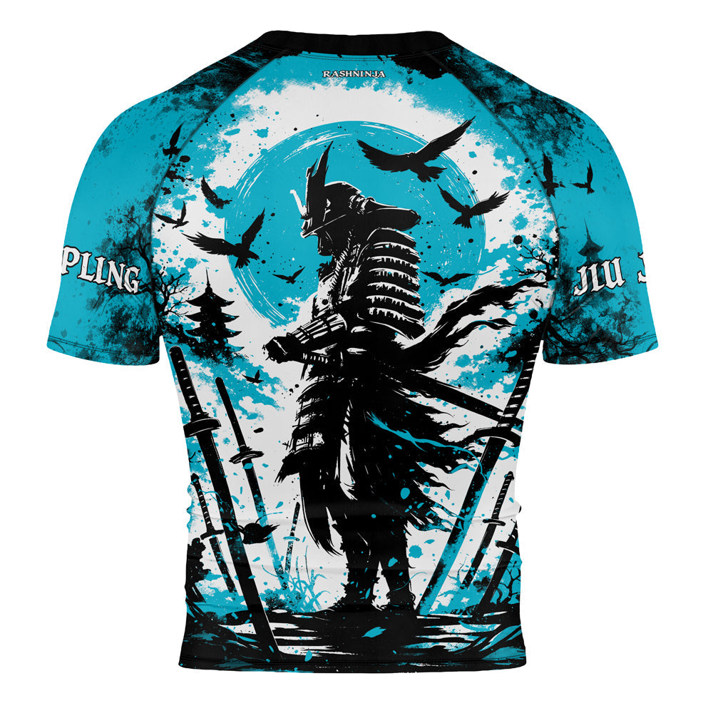 Rashninja Samurai Skull Warrior Men's Short Sleeve Rash Guard