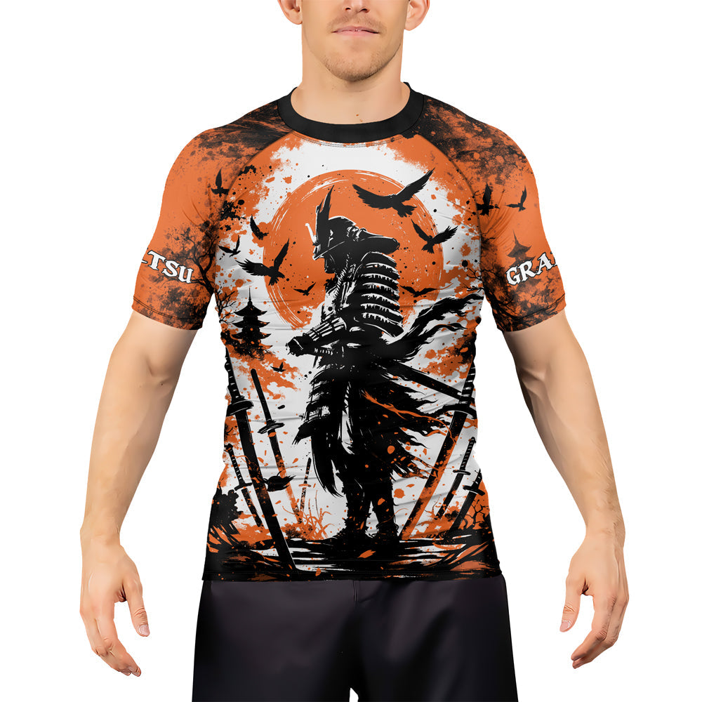 Rashninja Samurai Skull Warrior Men's Short Sleeve Rash Guard