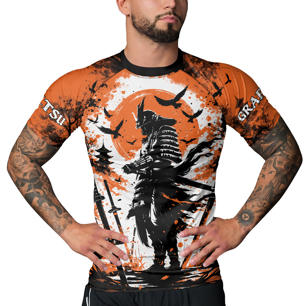 Rashninja Samurai Skull Warrior Men's Short Sleeve Rash Guard