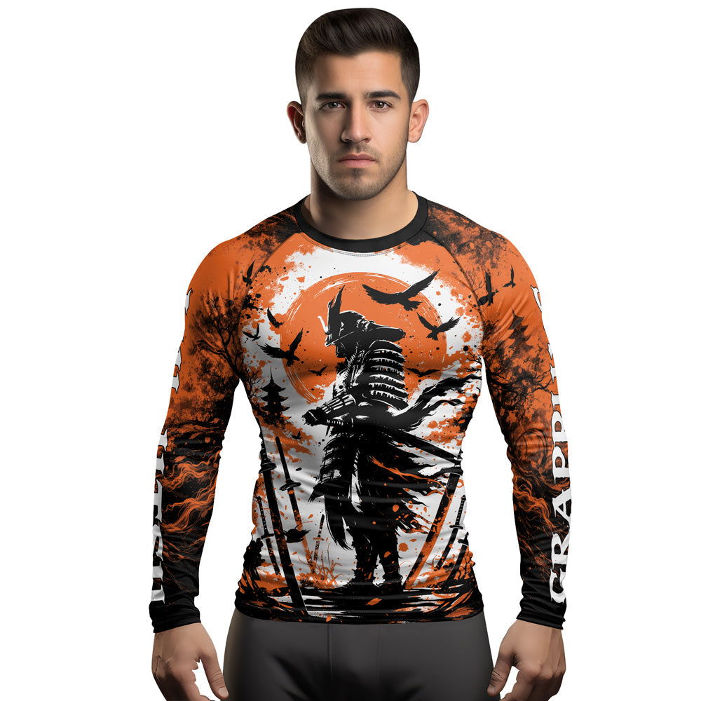 Rashninja Samurai Skull Warrior Men's Long Sleeve Rash Guard
