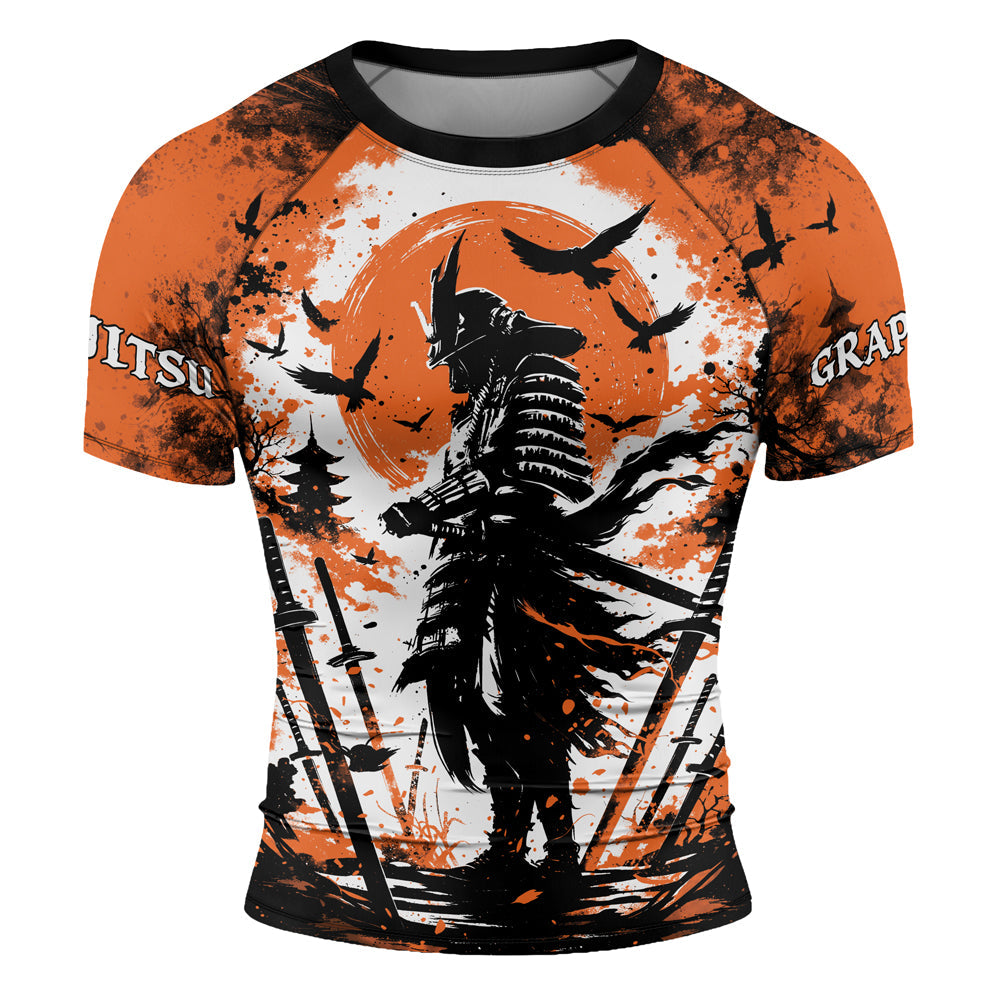 Rashninja Samurai Skull Warrior Men's Short Sleeve Rash Guard