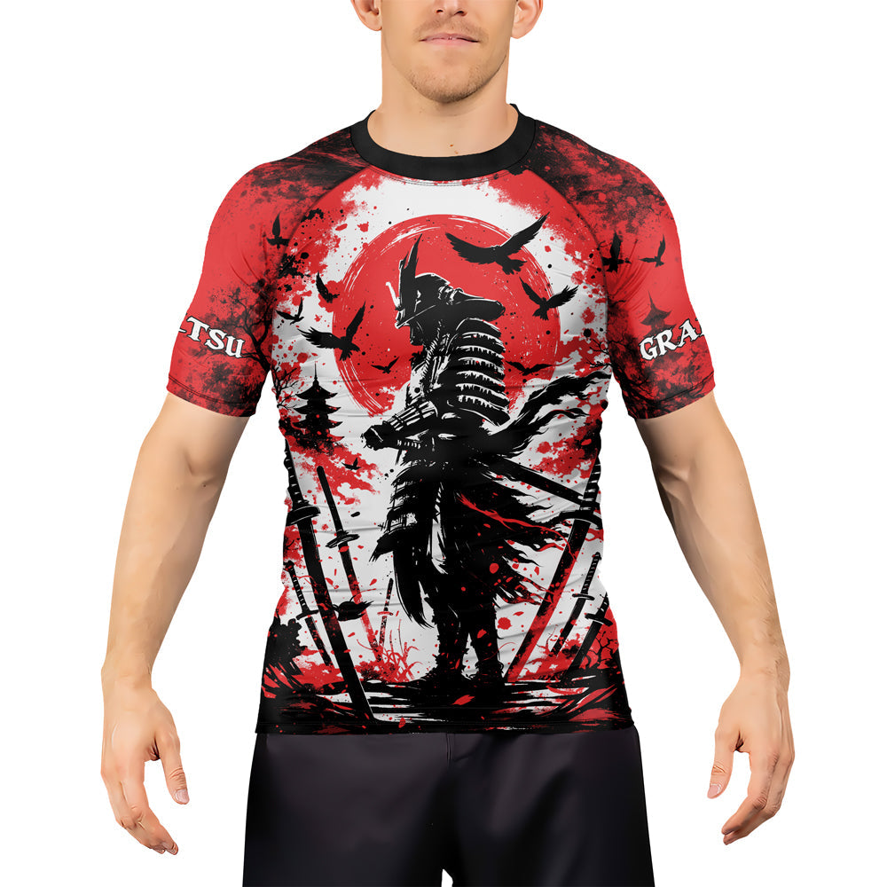 Rashninja Samurai Skull Warrior Men's Short Sleeve Rash Guard