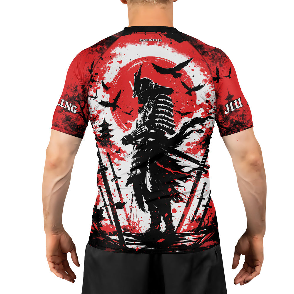 Rashninja Samurai Skull Warrior Men's Short Sleeve Rash Guard