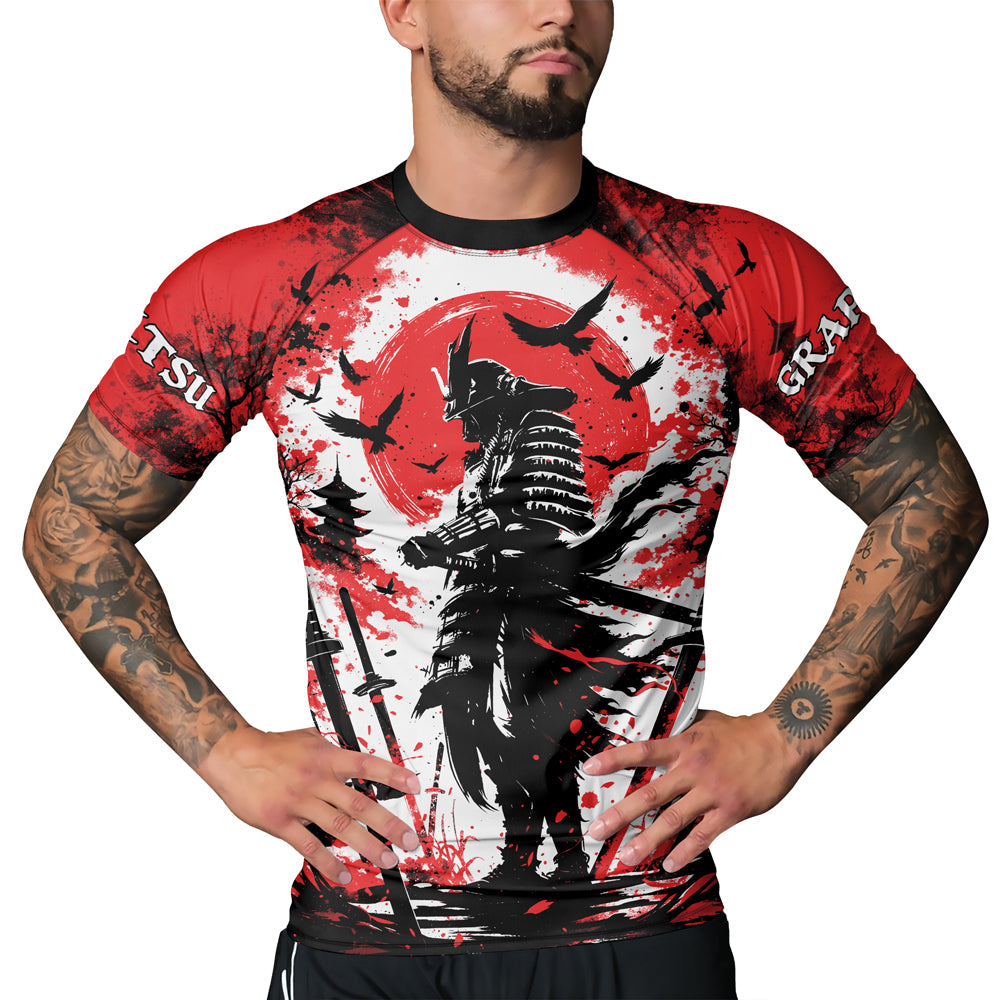 Rashninja Samurai Skull Warrior Men's Short Sleeve Rash Guard