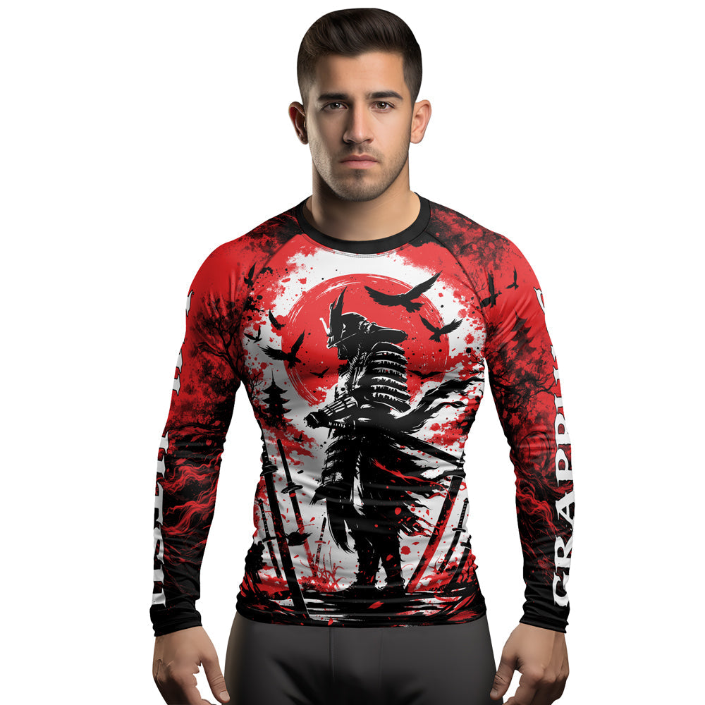 Rashninja Samurai Skull Warrior Men's Long Sleeve Rash Guard