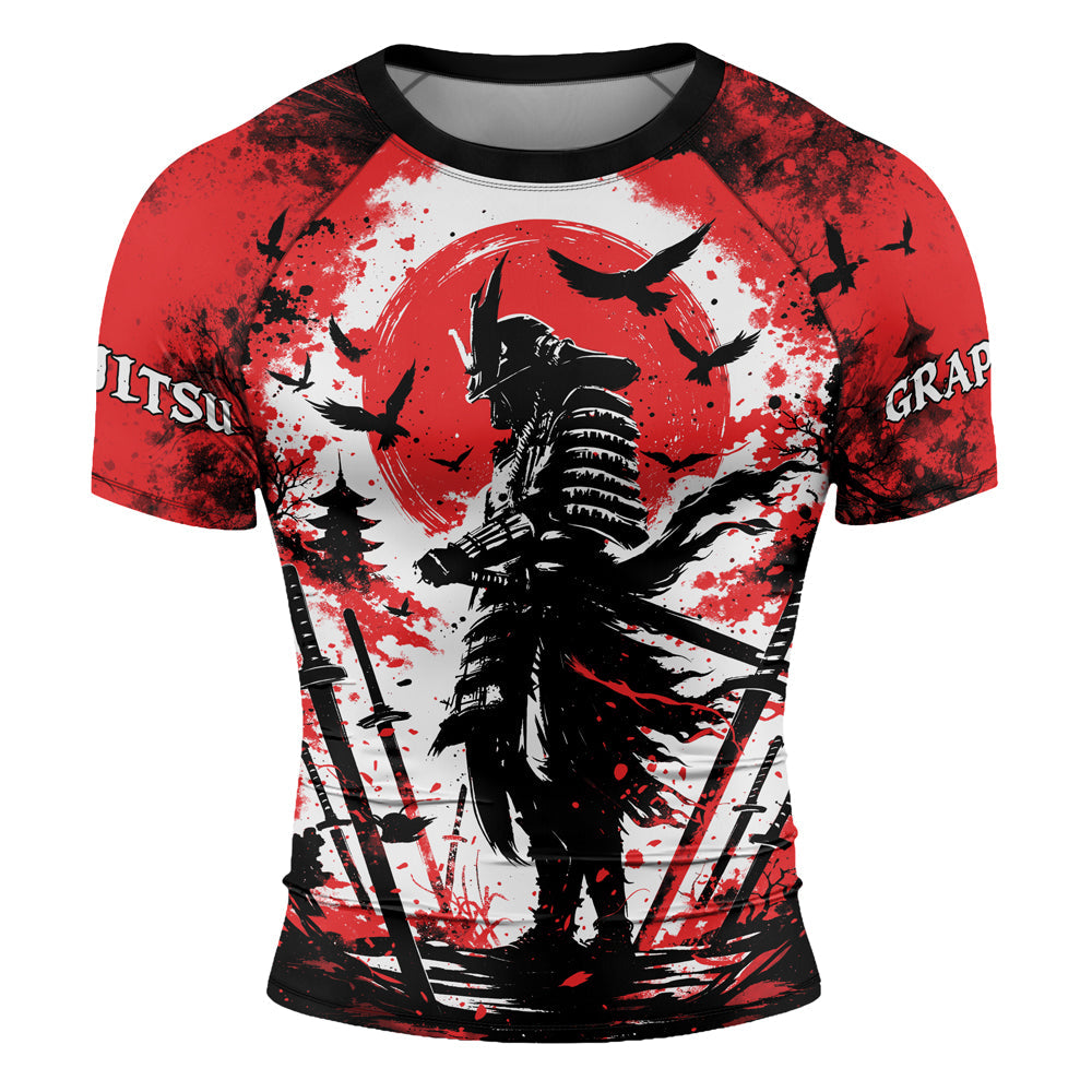 Rashninja Samurai Skull Warrior Men's Short Sleeve Rash Guard