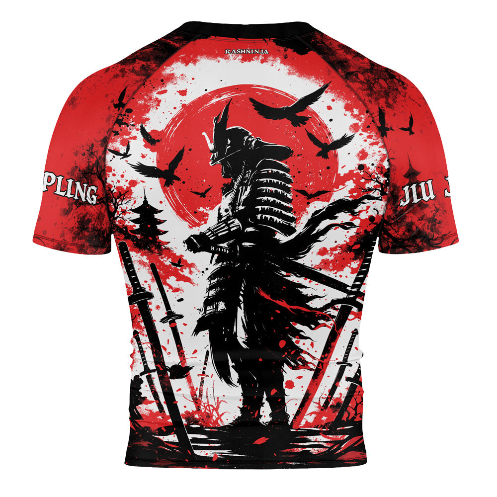 Rashninja Samurai Skull Warrior Men's Short Sleeve Rash Guard