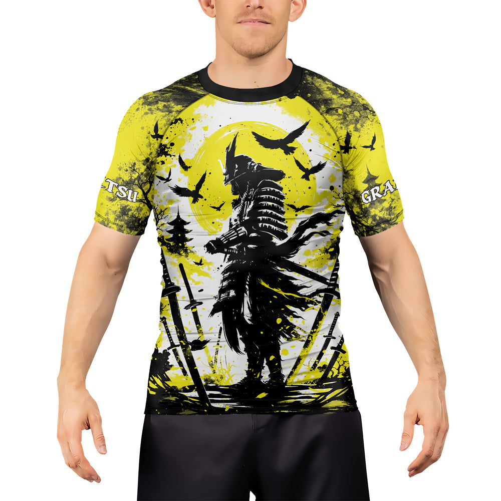 Rashninja Samurai Skull Warrior Men's Short Sleeve Rash Guard