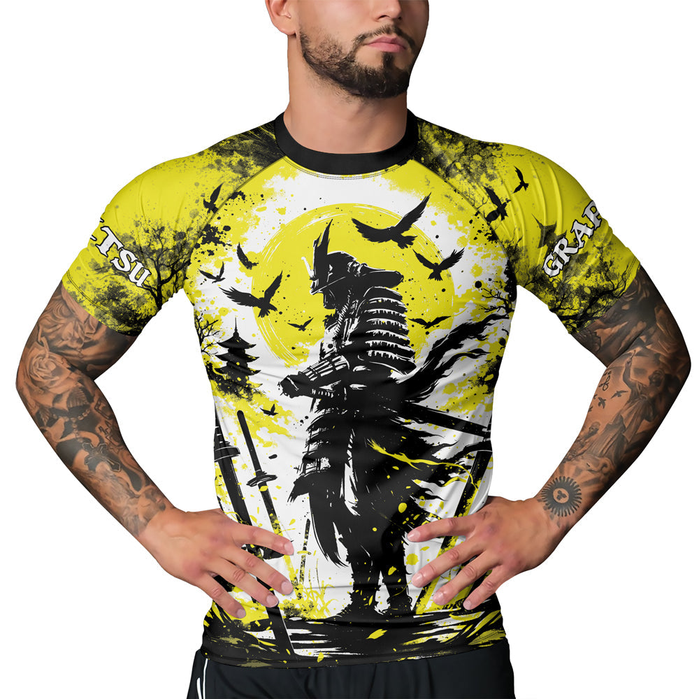 Rashninja Samurai Skull Warrior Men's Short Sleeve Rash Guard