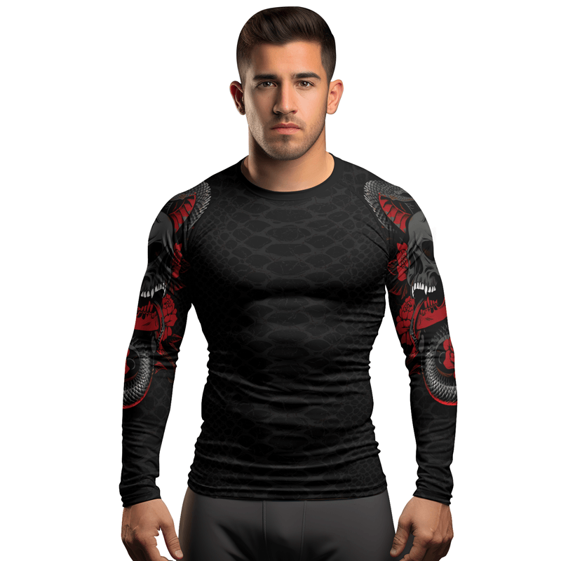 Rashninja Snake and Skull Men's Long Sleeve Rash Guard