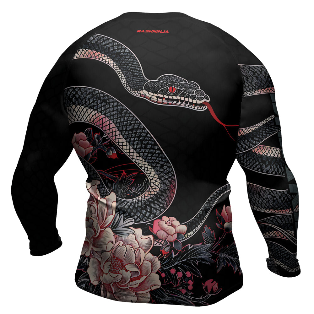 Rashninja Snake Crimson Bloom Men's Long Sleeve Rash Guard