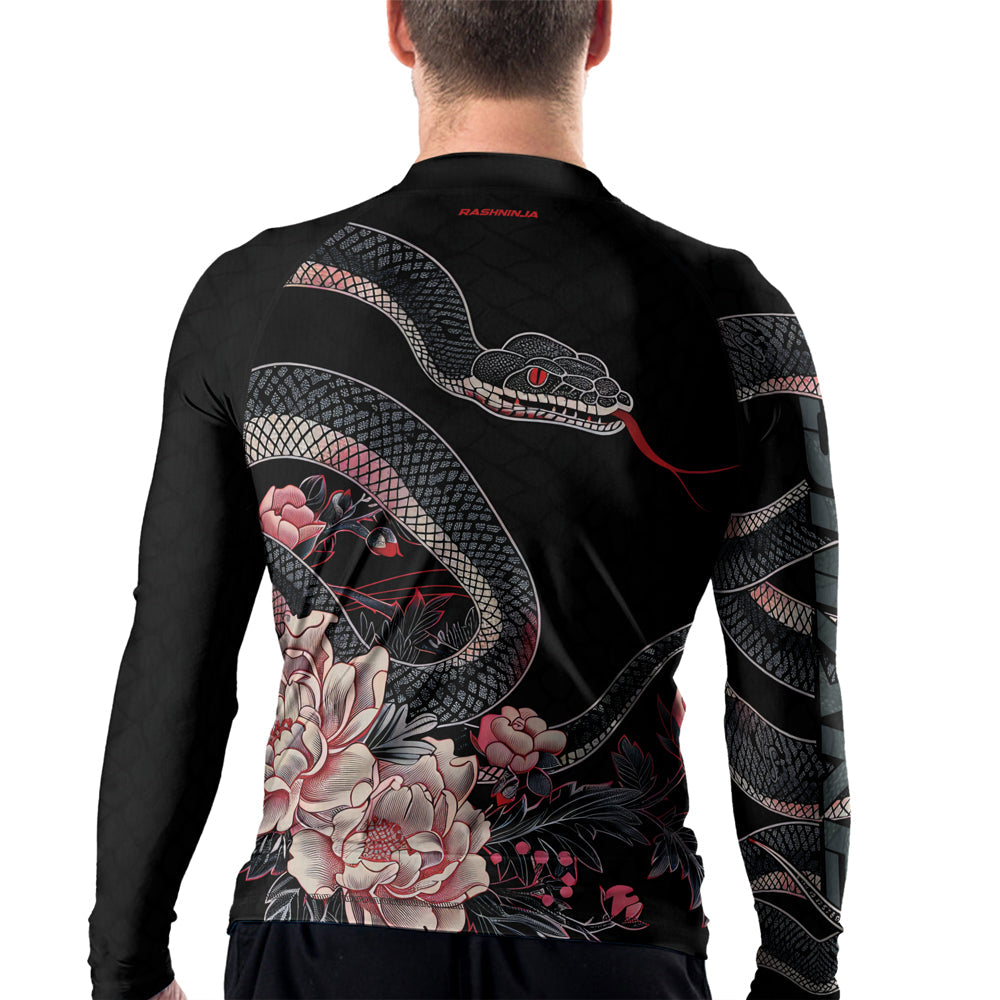 Rashninja Snake Crimson Bloom Men's Long Sleeve Rash Guard