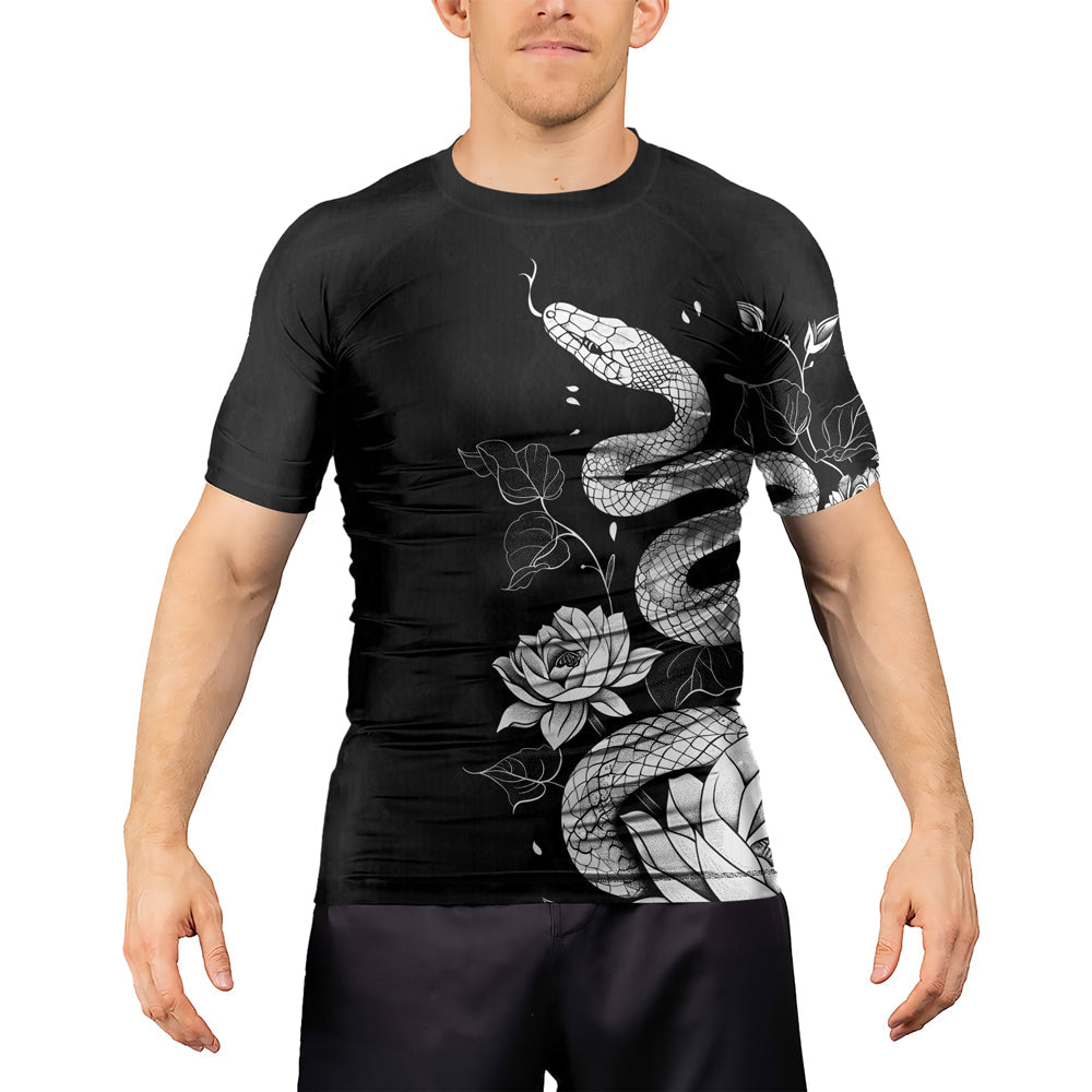 Rashninja Snake Ivory Bloom Men's Short Sleeve Rash Guard