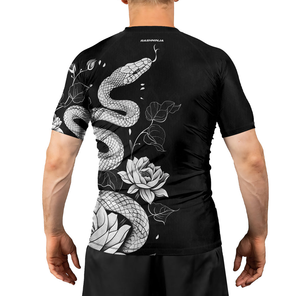 Rashninja Snake Ivory Bloom Men's Short Sleeve Rash Guard