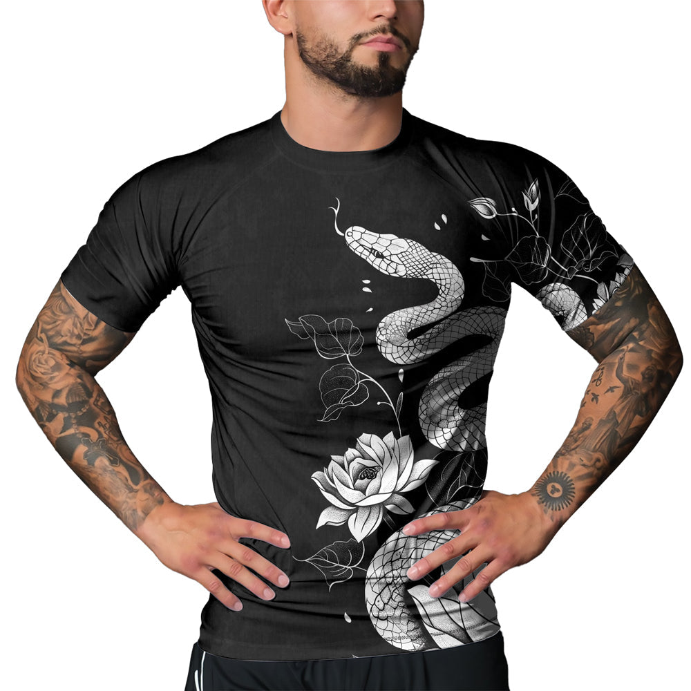 Rashninja Snake Ivory Bloom Men's Short Sleeve Rash Guard