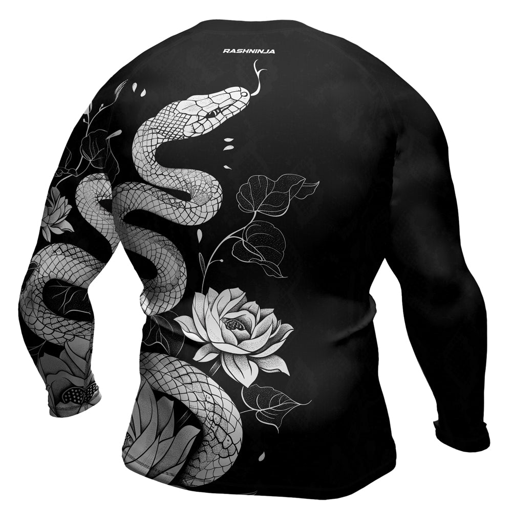 Rashninja Snake Ivory Bloom Men's Long Sleeve Rash Guard
