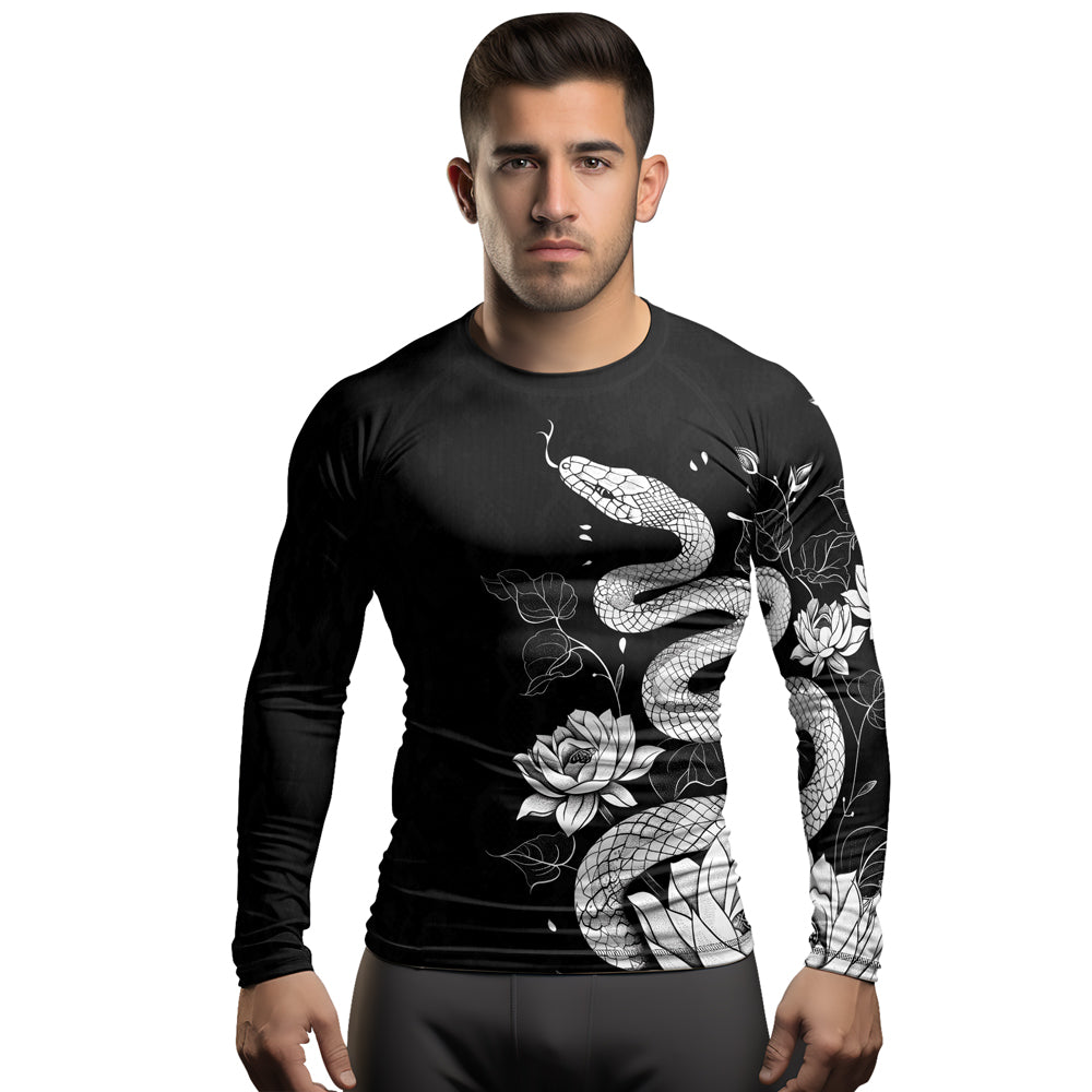 Rashninja Snake Ivory Bloom Men's Long Sleeve Rash Guard