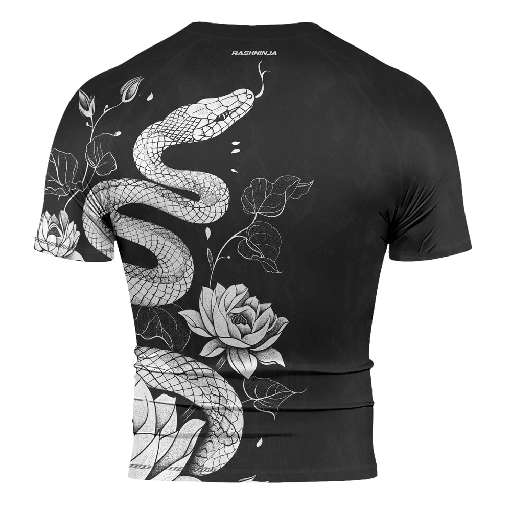 Rashninja Snake Ivory Bloom Men's Short Sleeve Rash Guard