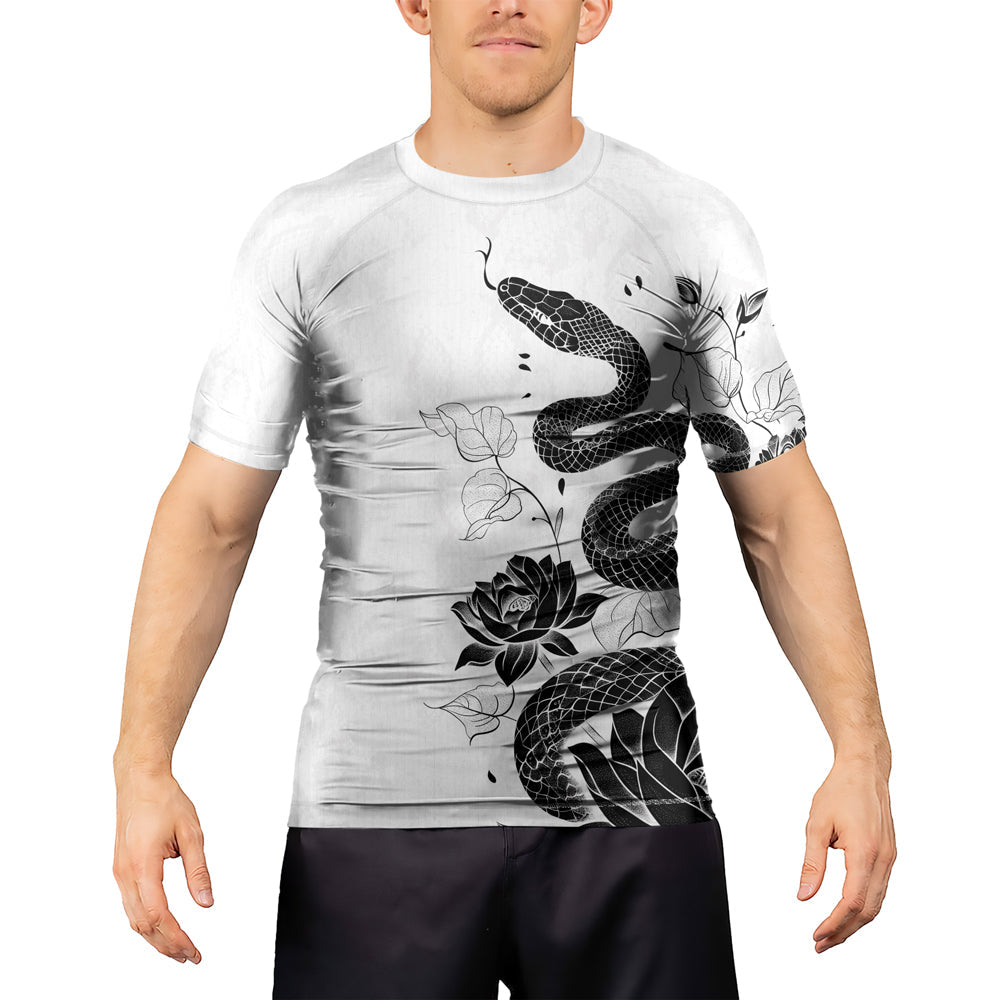 Rashninja Snake White Lotus Men's Short Sleeve Rash Guard