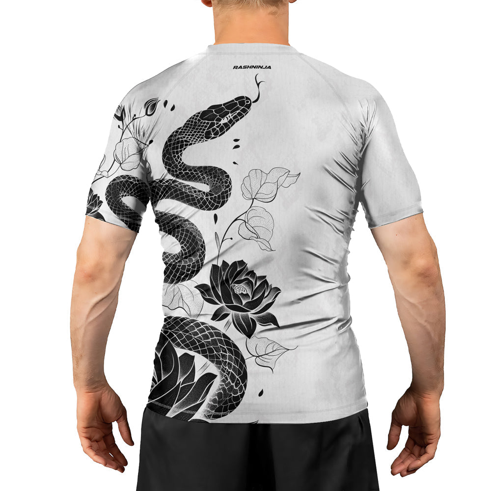 Rashninja Snake White Lotus Men's Short Sleeve Rash Guard