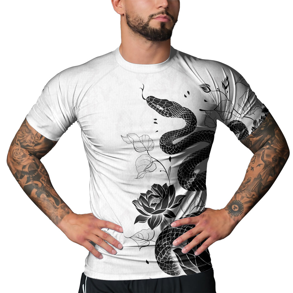 Rashninja Snake White Lotus Men's Short Sleeve Rash Guard
