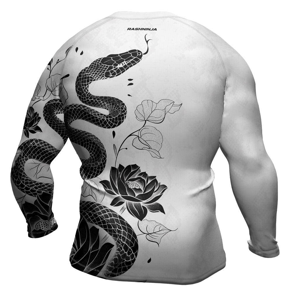 Rashninja Snake White Lotus Men's Long Sleeve Rash Guard