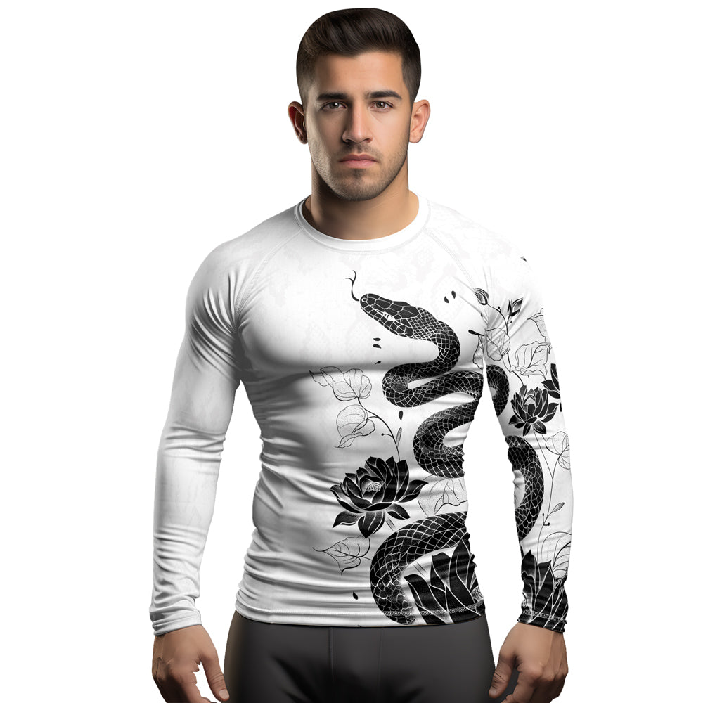 Rashninja Snake White Lotus Men's Long Sleeve Rash Guard