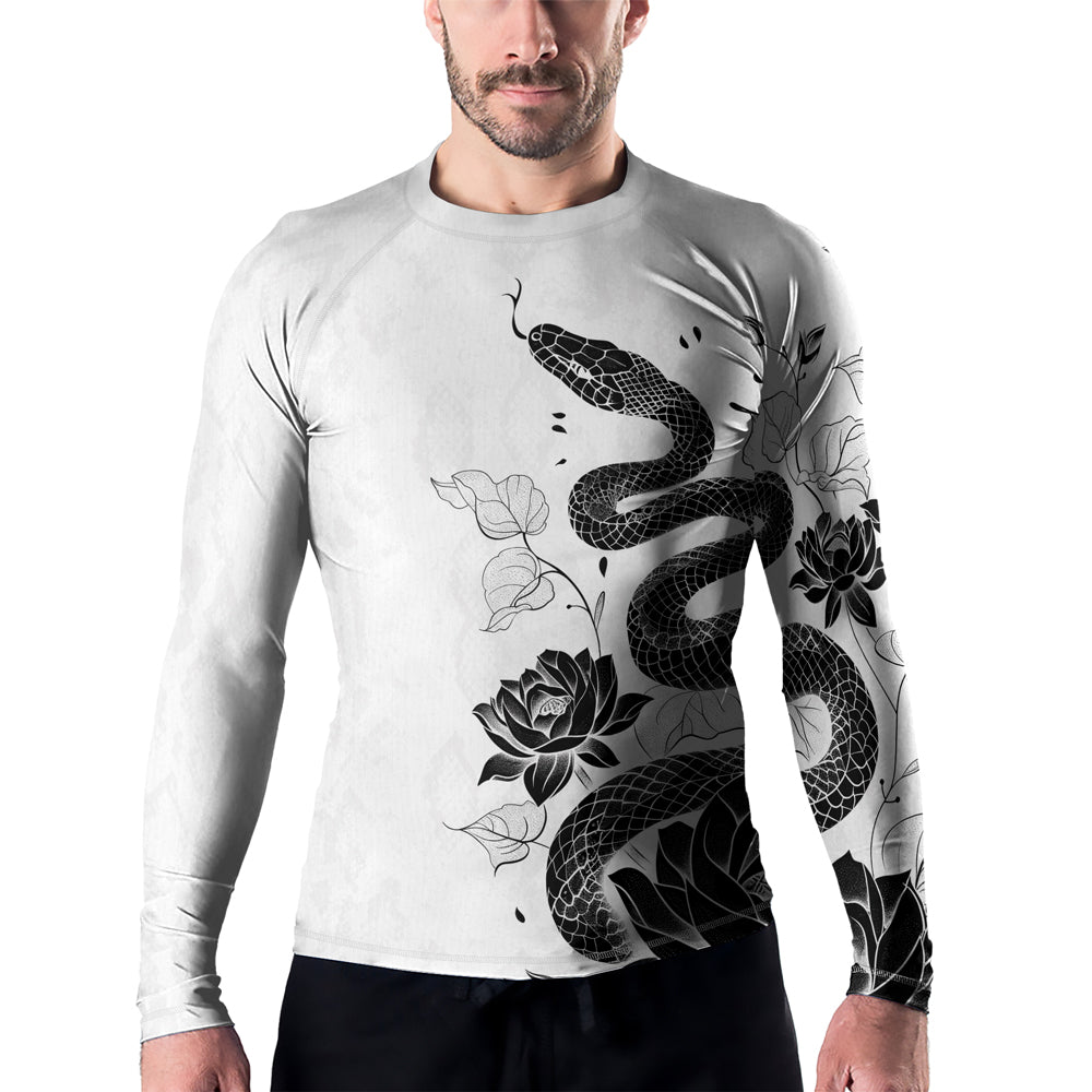 Rashninja Snake White Lotus Men's Long Sleeve Rash Guard