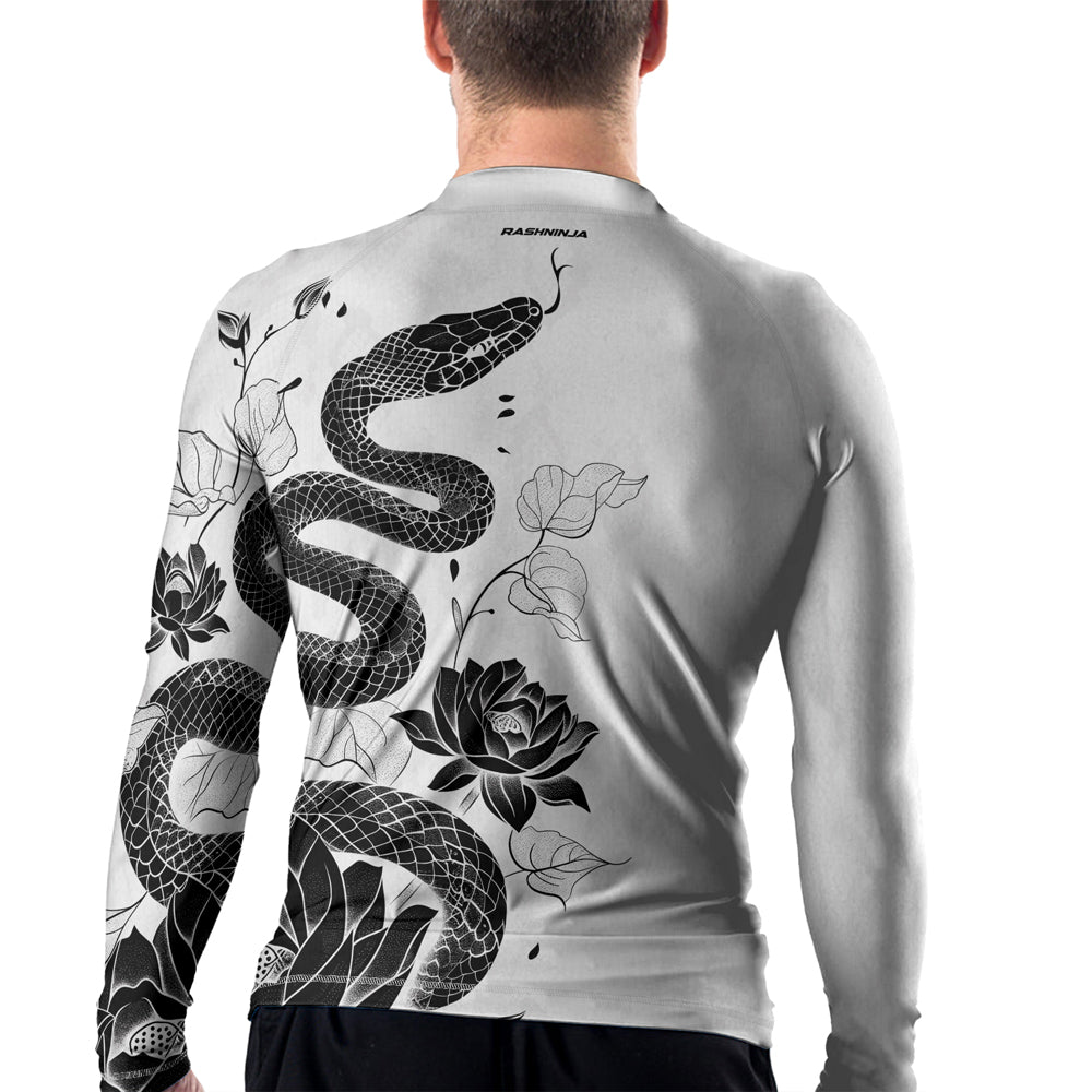 Rashninja Snake White Lotus Men's Long Sleeve Rash Guard