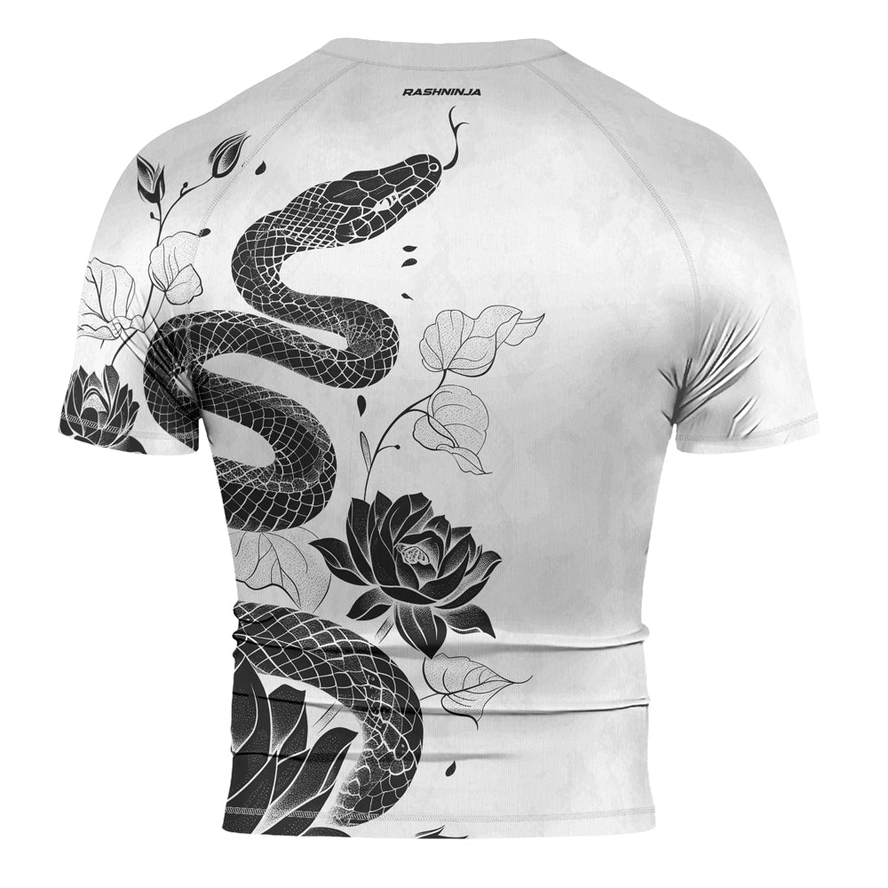 Rashninja Snake White Lotus Men's Short Sleeve Rash Guard