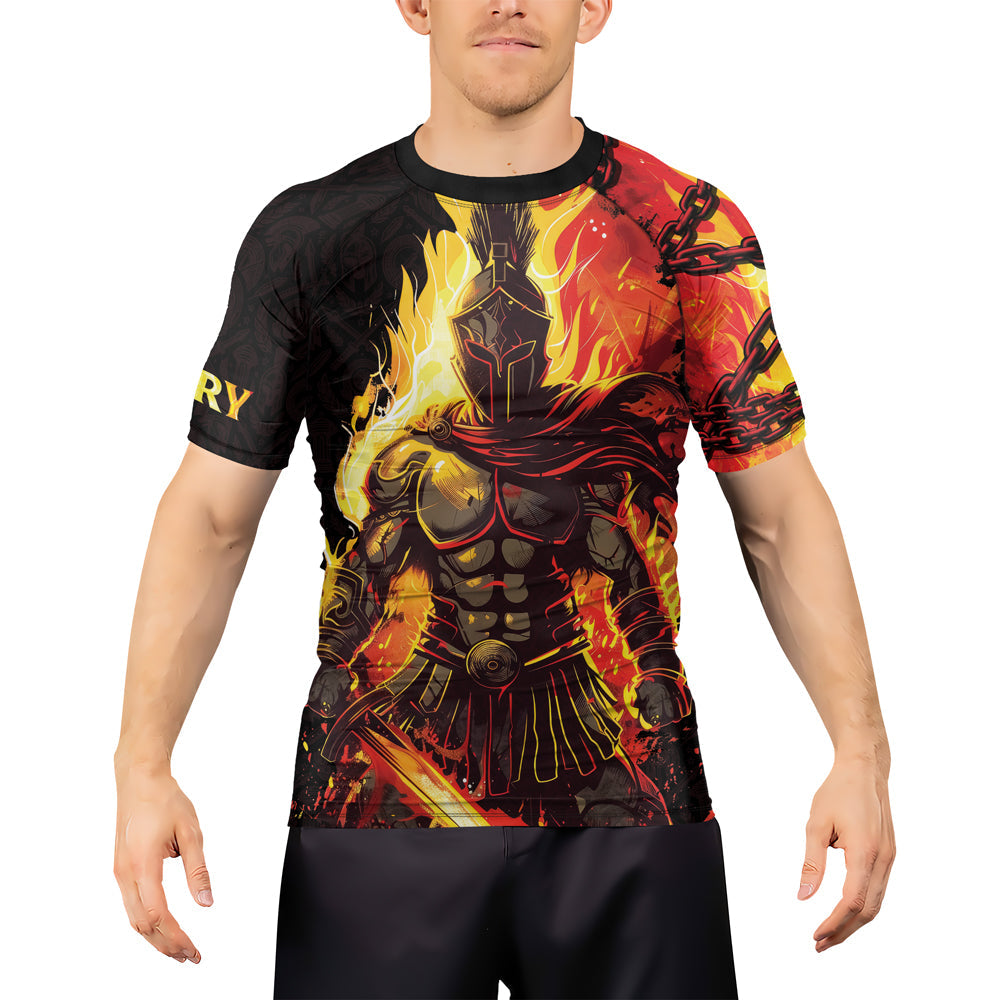 Rashninja Spartan Flame Glory Men's Short Sleeve Rash Guard