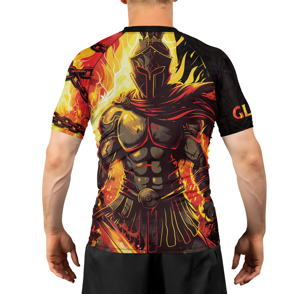 Rashninja Spartan Flame Glory Men's Short Sleeve Rash Guard