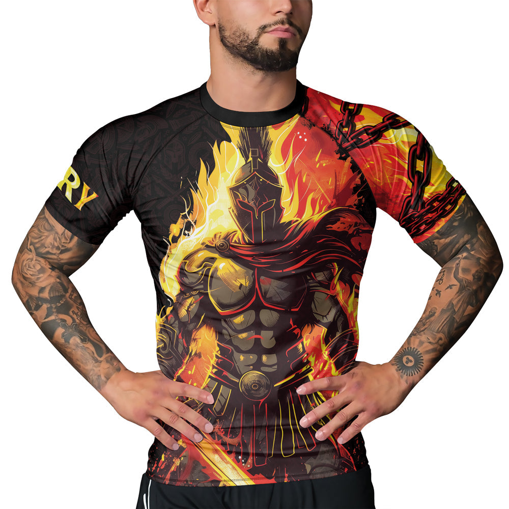 Rashninja Spartan Flame Glory Men's Short Sleeve Rash Guard