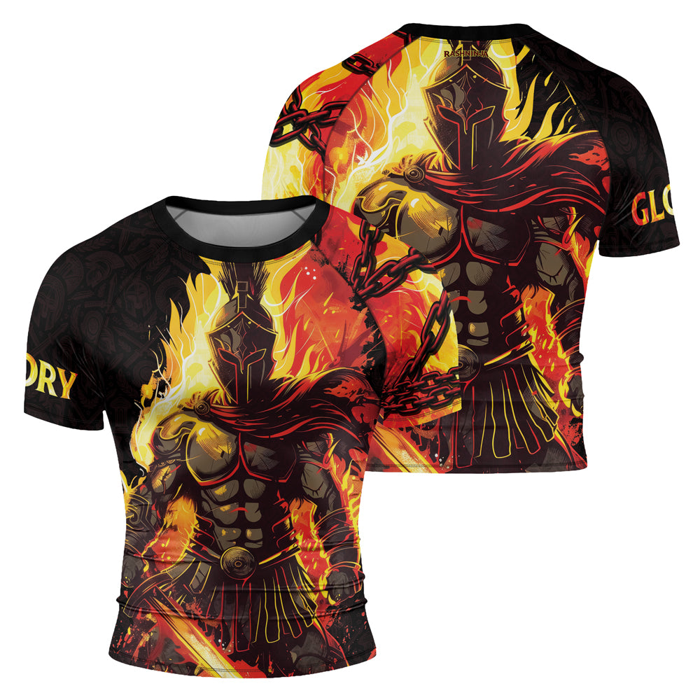 Rashninja Spartan Flame Glory Men's Short Sleeve Rash Guard
