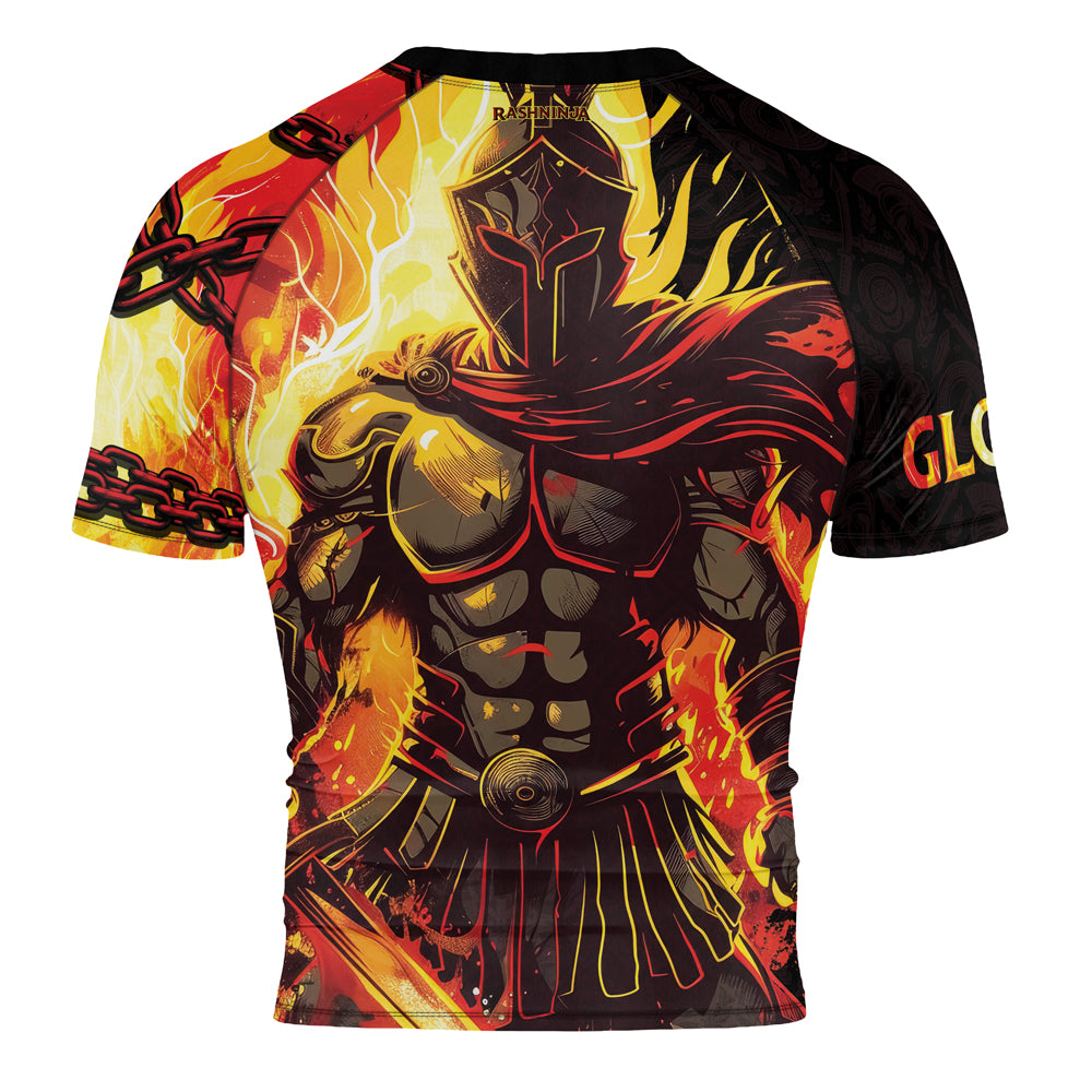 Rashninja Spartan Flame Glory Men's Short Sleeve Rash Guard