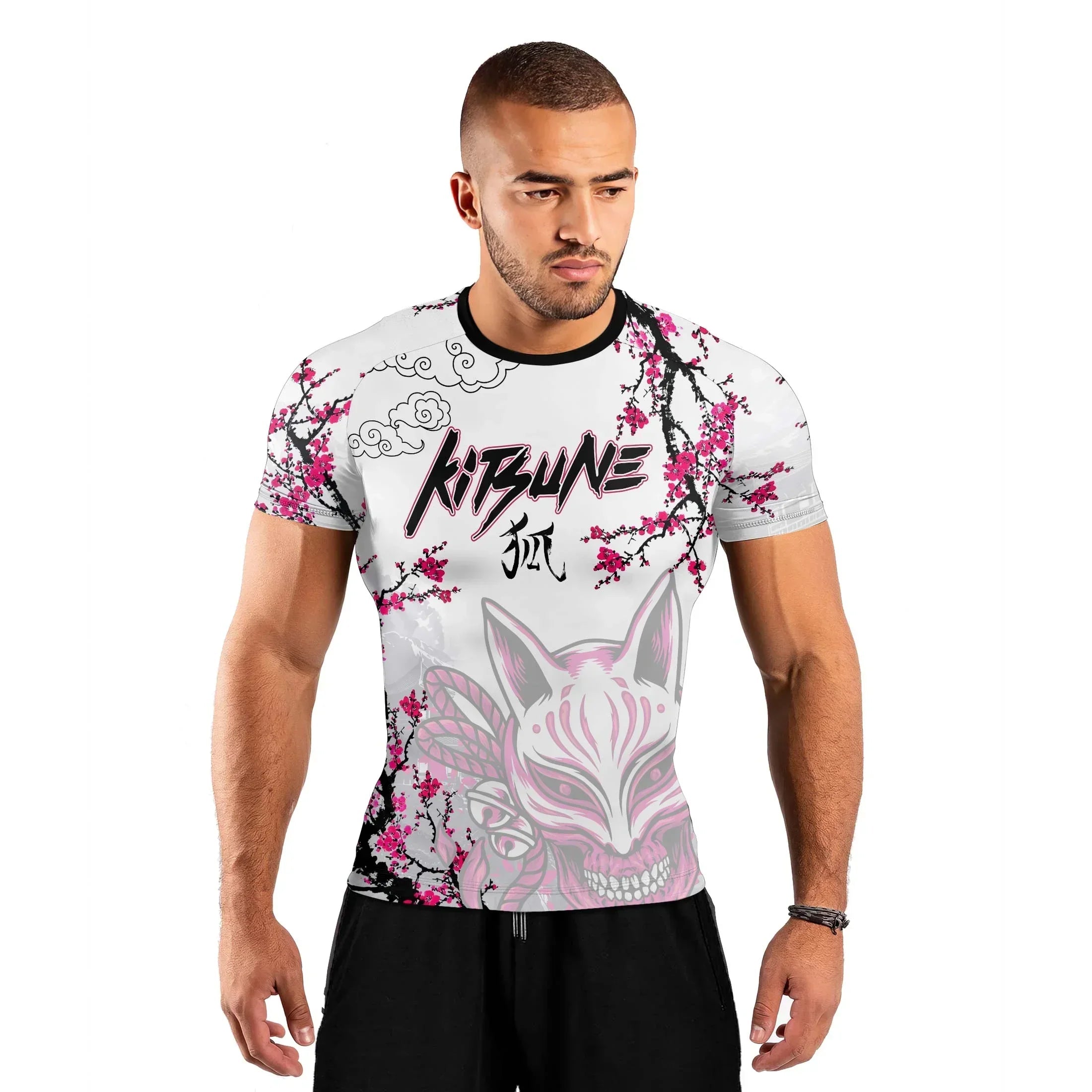 Sakura Fox Spirit Men's Short Sleeve Rash Guard