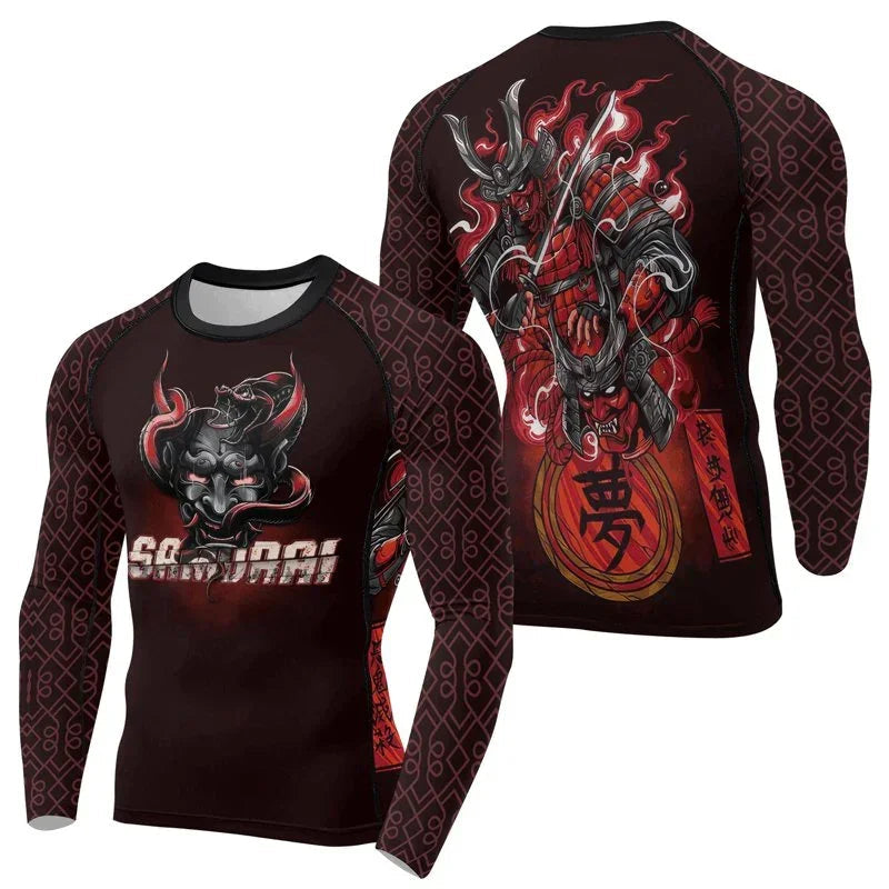 Samurai & Snake Men's Long Sleeve Rash Guard